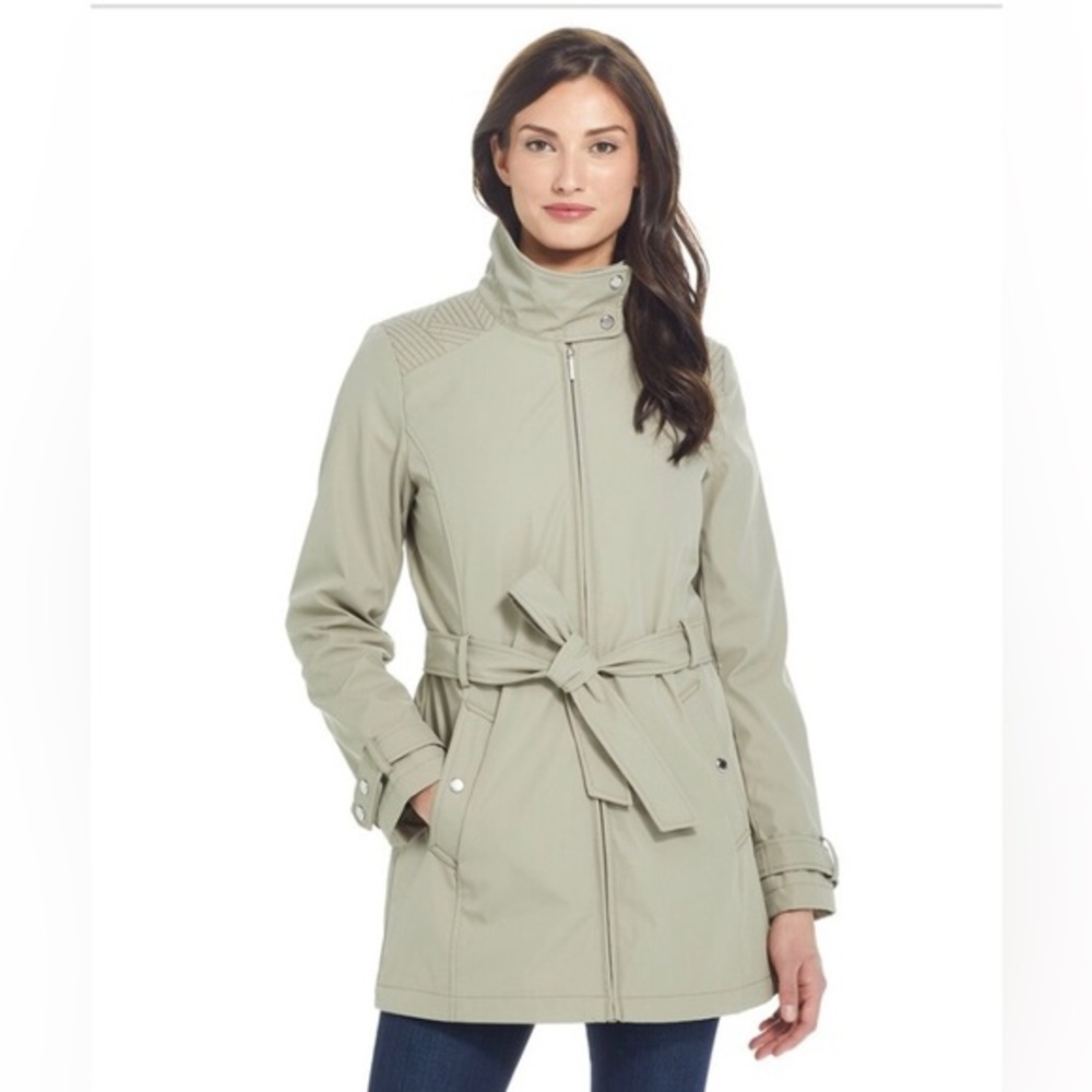 Weatherproof Weathercast Dark Beige belted Modern Trench‎ Coat Size Small new